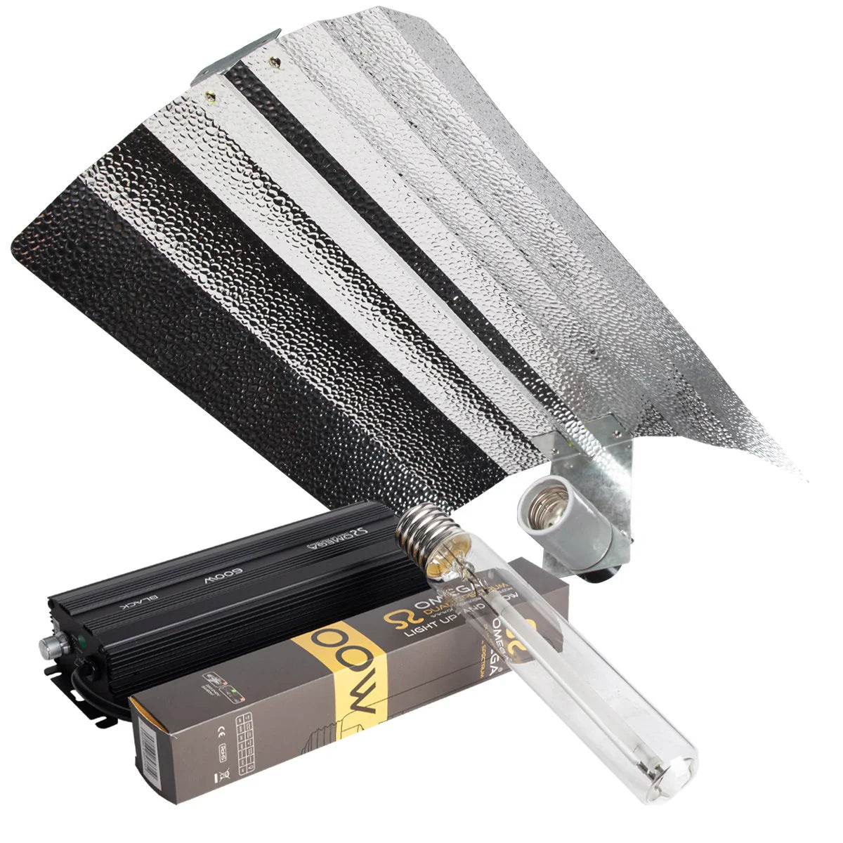 600W Grow Light Kit — Omega Black Ballast with Dual Spectrum Lamp & Euro Reflector